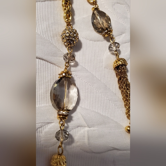 Goldtone Traci Lynn large rope chain dangle necklace statement - Picture 4 of 6